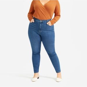Everlane The Authentic Stretch High-Rise Skinny (Mid-Blue, 26.5” inseam)